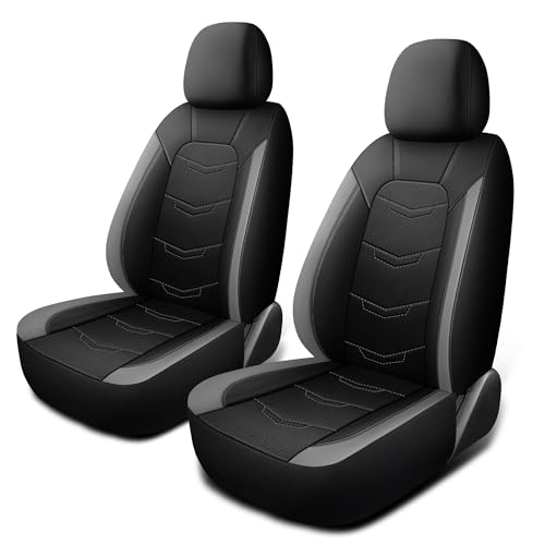 Image of HChengkikz Front Car Seat Cover, Breathable and Sporty (Black + Gray)
