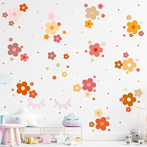 288 Pcs Y2K Cute Flowers Wall Sticker Colorful Floral Wall Decal Vinyl Peel And Stick Preppy Hippie Stickers Aesthetic Wall Flowers Wall Decor For Nursery Teen Girls Boy Kids Bedroom (Classic Colors) #TOP4