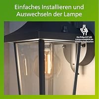 PHILIPS Buzzard Outdoor-Lampe, Wandlampe, Außenbeleuchtung, IP44-Wetterfest, Langlebig, Aluminium, Klassisches Design, Schwarz, E27-Leuchtmittel Separat Erhältlich – Ansicht 4