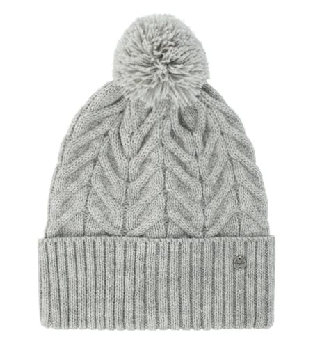 Eisglut Damen Strickmütze gefütterte Wintermütze mit Bommel Giselel Alpaka 25121 Silber Meliert 481