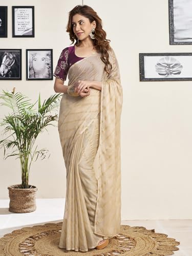 Image of Satrani Women's Plain Chiffon Saree
