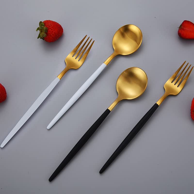 Besteck-Set, 16-teiliges, mattes Geschirr, Löffel, Gabel, Messer, Besteck-Set, Edelstahl-Geschirr-Set, Tafelservice, umweltfreundliches Besteck für zu Hause, für 4 Personen (