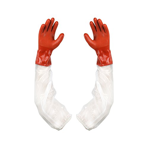 Atlas 640 Single X-Large 26-Inch Orange Pvc Glove With Clear Vinyl Sleeve #TOP20