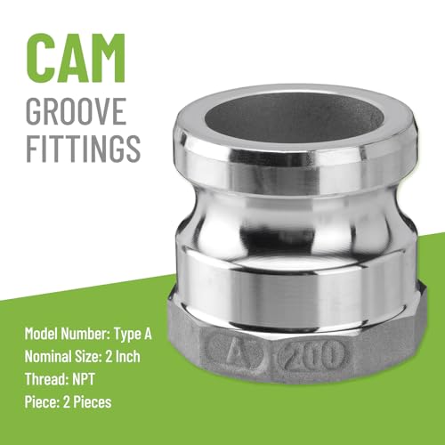 SPARKWHIZ 2 PCS Aluminum Camlock (2" part D) Cam & Groove Hose Fittings+2 PCS Aluminum Global Type A Cam and Groove Hose Fitting+with 4 PCS Camlock Gasket Fitting (2") by SPARKWHIZ - Image 2
