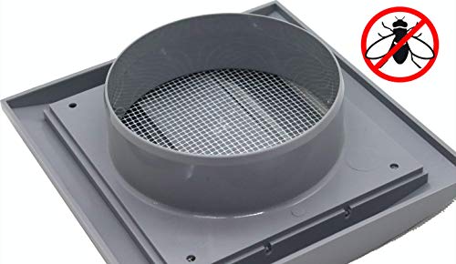 Grey Exhaust Hood Vent 4'' Inch with Built-in Pest Guard Screen and Flange, Air Vent Cover, HVAC Exhaust Vent Duct Cover, Exhaust Cap - Image 2