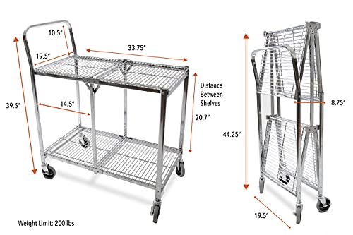 Stand Steady Original Tubstr | Collapsible Wire Cart | 2 Shelf Wire Utility Cart Provides Convenient Transport | Holds 200 Pounds And Folds Up For Storage | Commercial Grade #TOP5