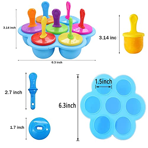 Silicone Popsicle Molds Mini 7-Cavity Diy Ice Pop Mold With Colorful Sticks And Drip-Guards Baby Food Storage Container Reusable Non-Stick Food Grade Popsicle Makers (Rose Red) #TOP1