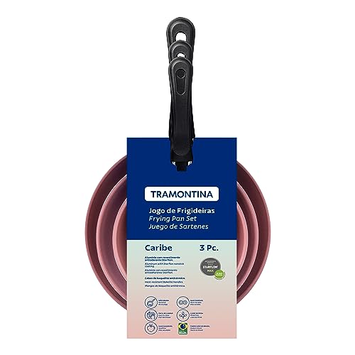 Jogo de Frigideiras 3 Pçs Caribe Rose Gold em Alumínio Antiaderente Baquelite Tramontina