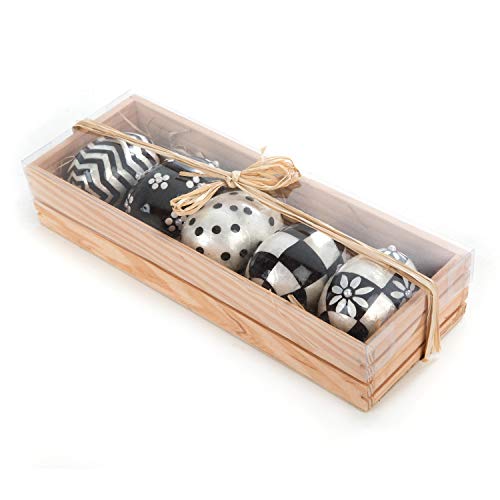 Mackenzie-Childs Black And White Capiz Eggs, Summer And Spring Table Decorations, Home Decor Collectible, Capiz Shell Eggs, Set Of 5 #TOP29