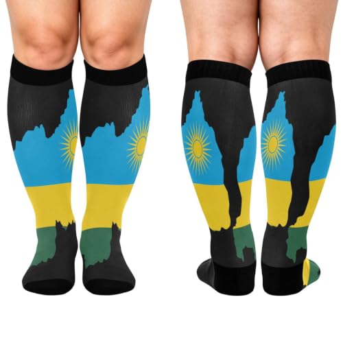 GuoChe Plus Size sports compression stockings Rwanda National Pride Flag
