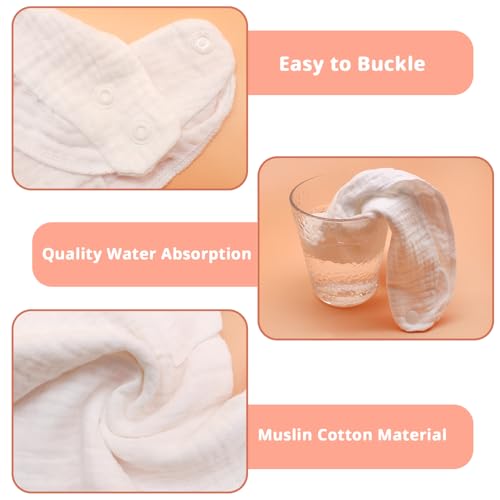 8 Pack Baby Drool Bibs Set - Soft Muslin Bandana Bibs with Flounce Lace & Adjustable Snap3