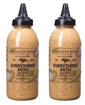 Everything Aioli Sauce Bold & Creamy Condiment for Sandwiches, Burgers & Dips, Gluten Free, Keto, Low Carb by Terrapin Ridge Farms 2 x 13 oz squeeze bottles
