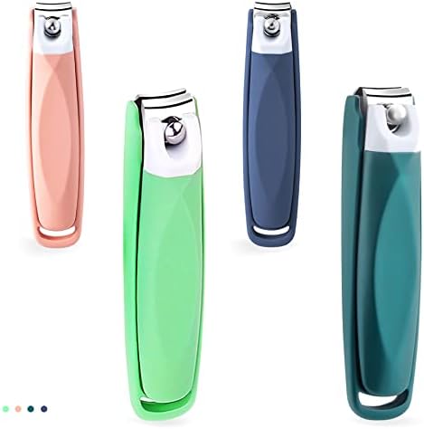 Jenney Nail Clipper with Catcher, Sharp Stainless Steel Fingernail and Toenail Cutters, No Splash Professional Nail Clippers with File, Dark Green Sturdy Durable Nail Trimmer for Women and Men