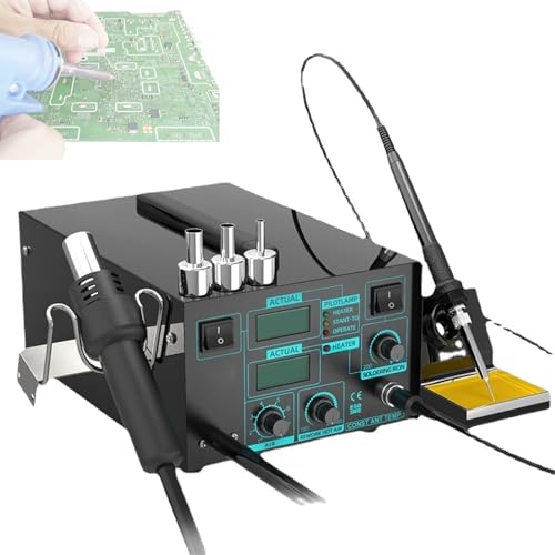 Station de soudage et de retouche à air chaud 2 en 1, 600 W, avec pistolet à air chaud, chauffe rapide et kit d'outils de soudage et de réparation électronique et électrique