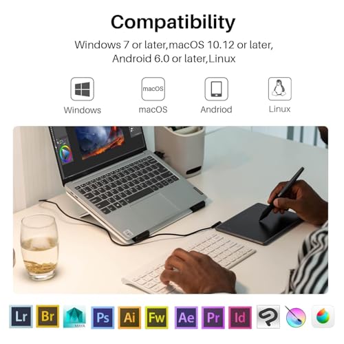 Huion Inspiroy H430P, 4.8 X 3 Inch Graphic Drawing Tablet, Graphic Tablet With Battery-Free Pen, Osu Drawing Pad Compatible With Mac Windows Android Ideal For Home-Office & E-Learning - 5