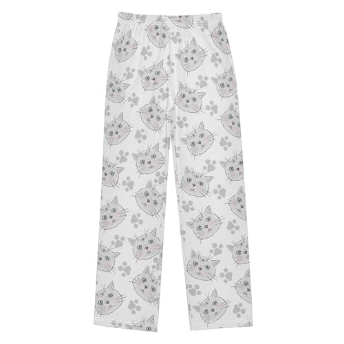 Boys' Pants Cute Cat Paws Gray Long Bottoms Jogger Pants Elastic Waist Trousers with Pockets S-XL