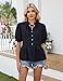 Blooming Jelly Womens Peplum Tops Tie Front Puff Sleeve Cute Summer Blouse 2025 Casual Babydoll Trendy Shirt Vacation Outfit Fashion Clothing (Medium, Black)