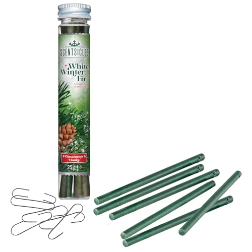 Christmas Tree Ornaments - 6 Scentsicles Scent Sticks Hanging Decorations (White Winter Fir 4702)