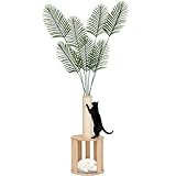 82.7'' Tall Modern Cat Tree for Indoor Cats,Artificial Areca Palm Tree Cat Tower with Solid Wood Cat Bed,Nature Sisal Scratching Post,Removable Mat,Aesthetic Cat Activity Center for Small Medium Cats