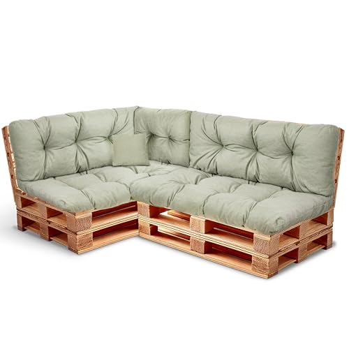 Best Wool Cojines para palets – cojin de Asiento 120x80cm + Respaldo 120x40cm – cojin Palet Relleno de Espuma granulada - en la terraza y en el jardín - imagen 4