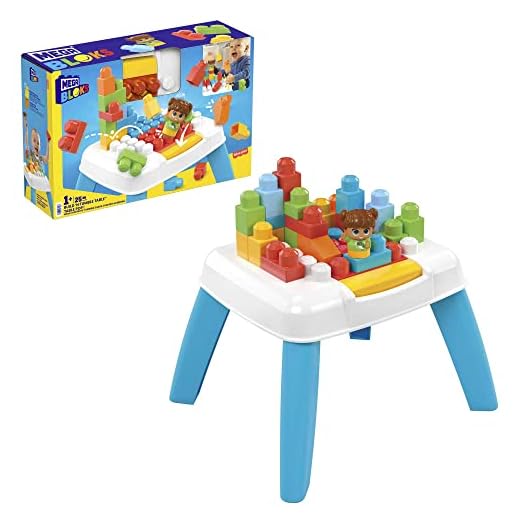 Mega HHM99 Bloks Coffret de Construction Table Avalanche avec 2 Fonctions Avalanche, 23 Blocs de Construction géants et 1 Figurine, Jouet d'Éveil, Dès 1 an, Multicolore