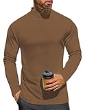 Ekouaer Men's Mock Turtleneck Long Sleeve Turtle Neck Shirts Lightweight Undershirt Thermal Pullover Sweater Brown X-Large