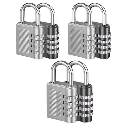 Image of Oblivion Number Locks for Door - Multicolour 4-Digit Number Combination Anti-Theft Metal Lock for Travel Bag, Luggage, Door, Tool Box, Resettable PIN Number Padlock (Pack of 6)