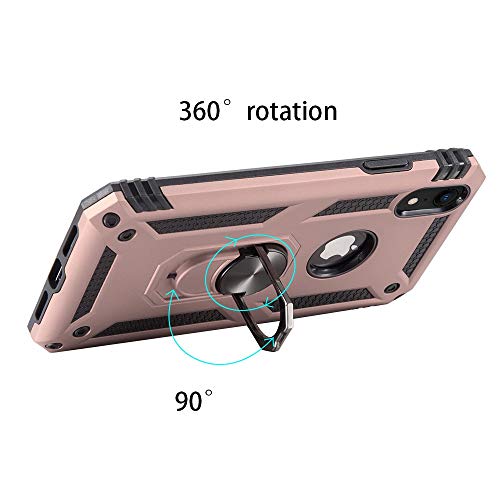 Image of REALCASE iPhone XR Back Cover Case | Heavy Duty Dual Layer Hybrid Shock Proof Armor Defender Ring Case Back Cover for iPhone XR (Gold)
