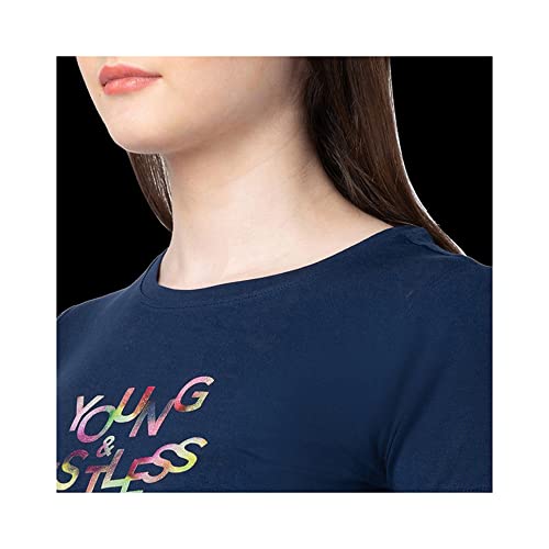 Image of Spykar Printed Blended Round Neck Women's Regular Fit Top