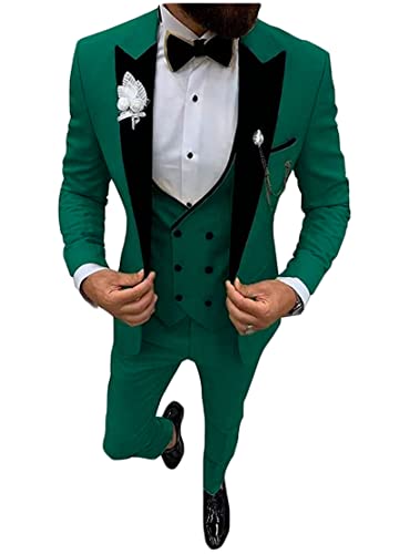 Tacca risvolto 3 PC smoking vestibilità regolare adatto per matrimoni, feste di ballo, affari e qualsiasi altra occasione formale.