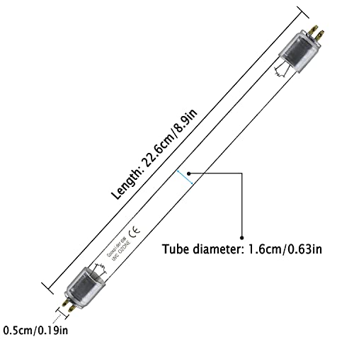 Coospider 6W UV Bulb with Ozone for 6w lamp, Replacement T5 Bulbs, 2 - Pack, 110V