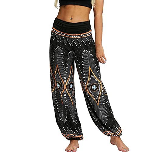 Pantalon aladdin décontracté en taille L avec coupe ample jaune
