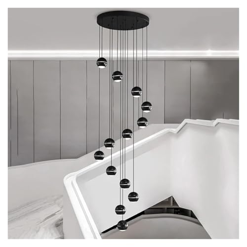Modern Creative Simple Long Cable Hanging Ball Chandelier for Staircase Villa Duplex Penthouse Living Room LED Lighting Restaurant Hotel,Household