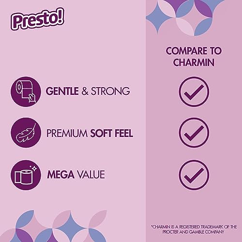Image of Amazon Brand - Presto! FSC Certified 319 Sheet Roll Toilet Paper, Ultra 3-Ply, Unscented, 6 Rolls (Pack of 4), 24 Mega Rolls = 96 Regular Rolls, 7656 Count