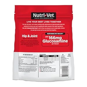 Nutri-Vet Hip & Joint Biscuits for Dogs – Tasty Dog Glucosamine Treat & Dog Joint Supplement – Small Sized Biscuit with 166mg Glucosamine – 16 oz