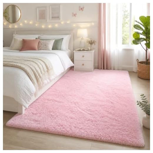 Ophanie Light Pink Area Rugs for Bedroom Girls