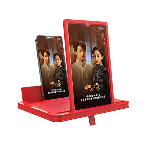 Lupa de Pantalla de Teléfono de 12 Pulgadas, Visualización Horizontal y Vertical Adecuado para Ver Videos de películas en Todos los teléfonos Inteligentes(Color:Rojo)