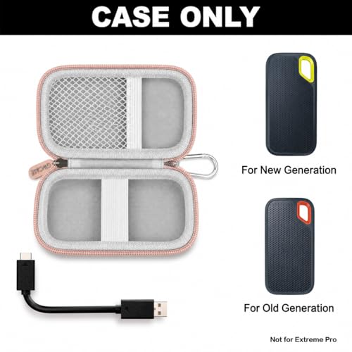Image of GWCASE Hard Case for SanDisk Extreme Portable External Solid State Drive | Protective Storage Bag Fits for SanDisk 500GB / 1TB / 2TB / 4TB / 8TB SSD, Carring Travel Holder for USB Cables (Box Only) Pink