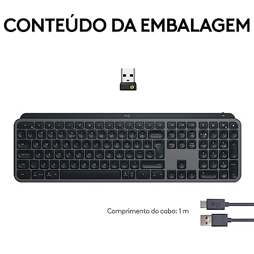 Teclado sem fio Logitech MX Keys S com Clique Silencioso, Teclas Programáveis, Iluminação Inteligent