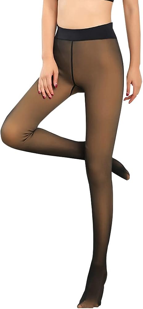 Collant Termici Invernali Donna Finti Traslucidi - Caldi Imbottiti In Pile Vita Alta - Legging Color Pelle Taglie XS-2XL
