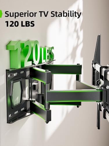 USX MOUNT Full Motion TV Mount for 42-80 Inch Flat Screen TVs up to 120 lbs, Swivel TV Wall Mount Bracket Dual Articulating Arms, Tool-Free Tilt Max Vesa 600x400mm, for 8-16 in Wood Studs