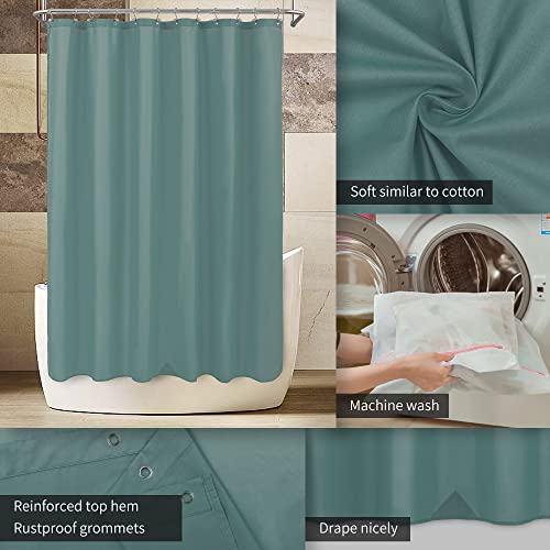Image of ALYVIA SPRING Extra Long Waterproof Fabric Shower Curtain Liner Teal, 72x84 | 3 Magnets, Soft Cloth & Hotel Quality, Machine Washable, Light-Weight, Extra Long Size