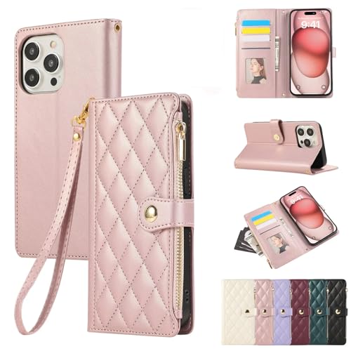 Étui portefeuille cuir Samsung S22 Ultra rose or : la protection avec fermeture éclair