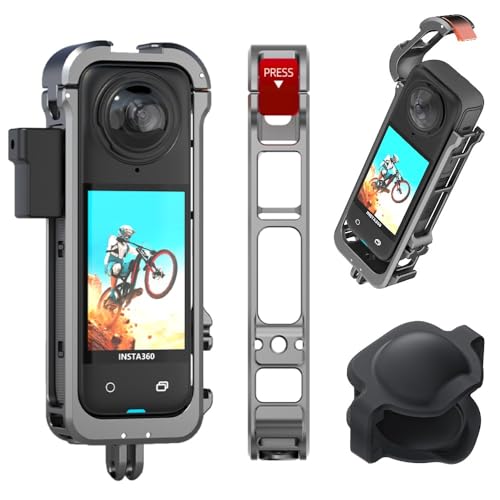 Jaula de aluminio para Insta360 X4 con protector de silicona y zapata