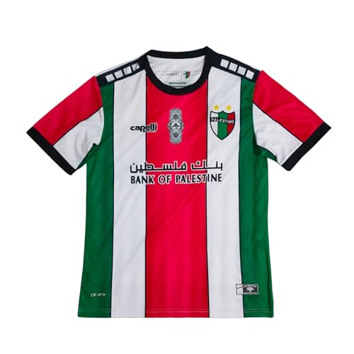Palestino Football Jersey/Top White with Green and Red Stripes (UK Alpha S Regular Regular)