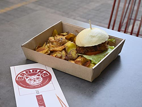 Tessera Bio Products QWBT Kraftpapier 2-Lagige Tablett, Naturfarbe, 23.5cm Länge, 20cm Breite, 5cm Höhe, 100 pcs