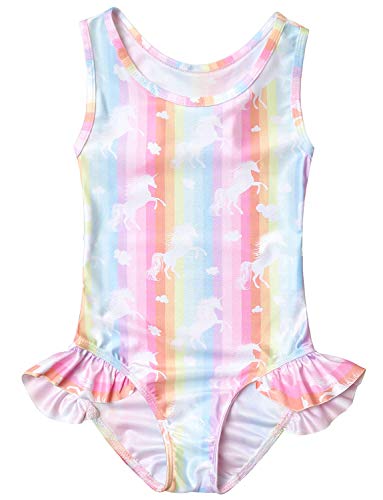 QPANCY Girls Swimsuits Unicorn Bathing Suits Toddler Kids One Piece Swimwear