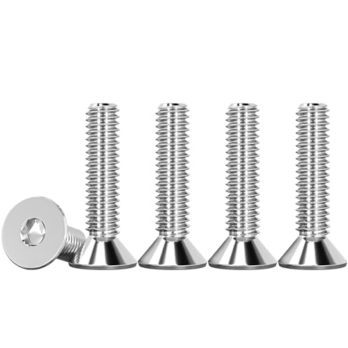 Drenky Socket Screws M4 X 20mm 304 Stainless Steel M4 Bolts Screws Countersunk DIN 7991 / ISO 10642 Machine Screws Flat Head Hex Socket Cap Screws (Pack of 50)
