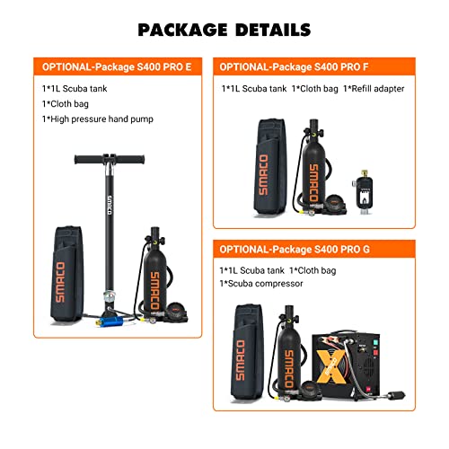 SMACO Scuba Tank Zuurstof Cilinder Duiken Gear voor Duiker Mini Scuba Tank met 15-20 minuten Mogelijkheid Duiken Zuurstof Onderwater Ademhalingsapparaat 1L Duiken & Snorkelen Apparatuur S400 Pro - Image 8