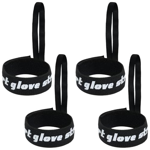 Anrbb 4 Stück Skihandschuhleine, Elastisches Skihandschuh Zubehör, Outdoor Snowboard Handschuh Handschuhleine, Anti-Verlust Handschuhleine für Skifahren (Schwarz)